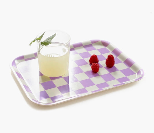 Serviertablett hellgelb & lavendel