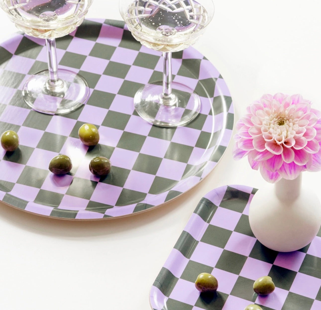 Serviertablett flieder & olivegrün