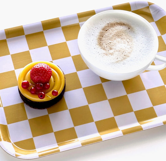 Serviertablett senfgelb & creme